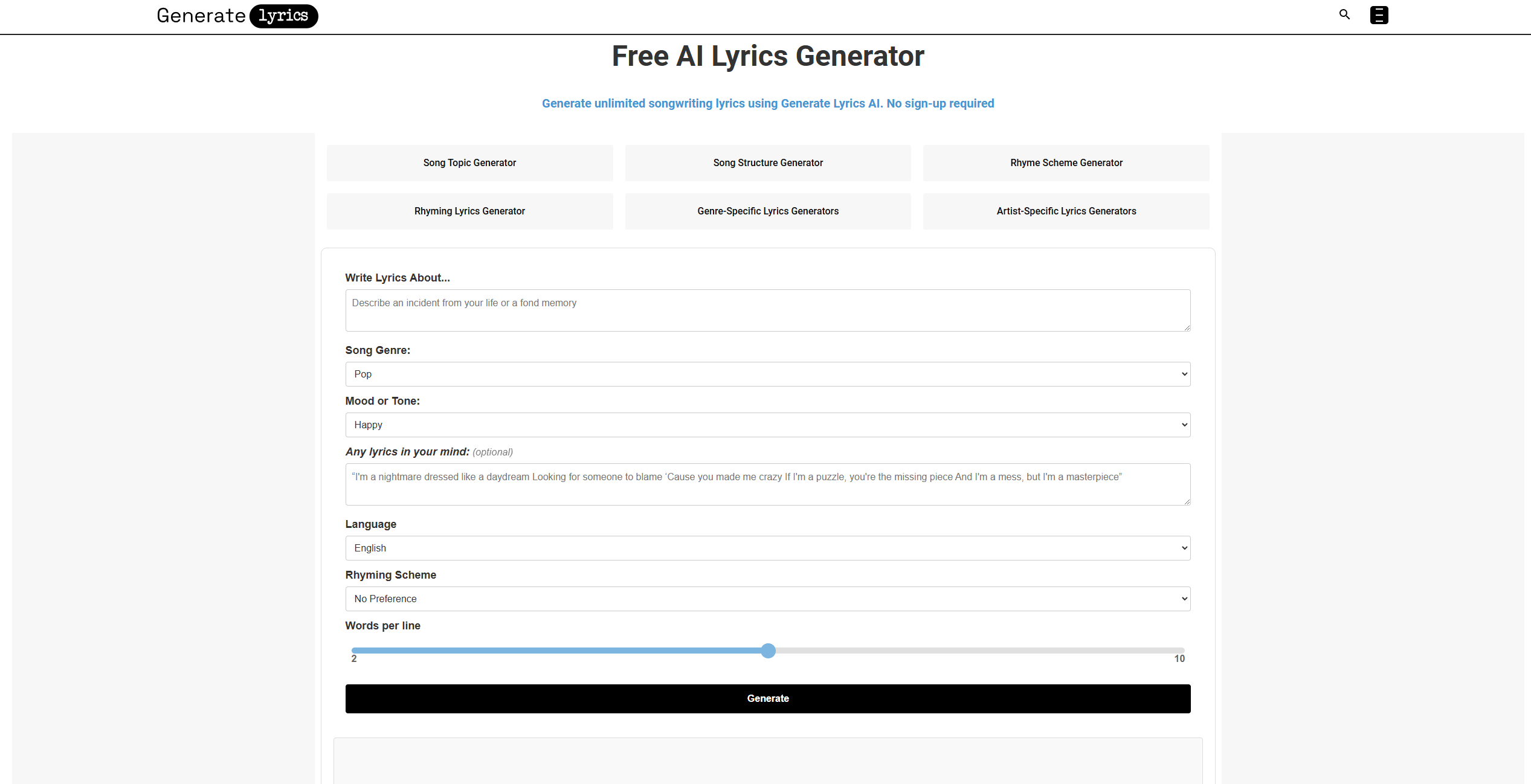 GenerateLyrics