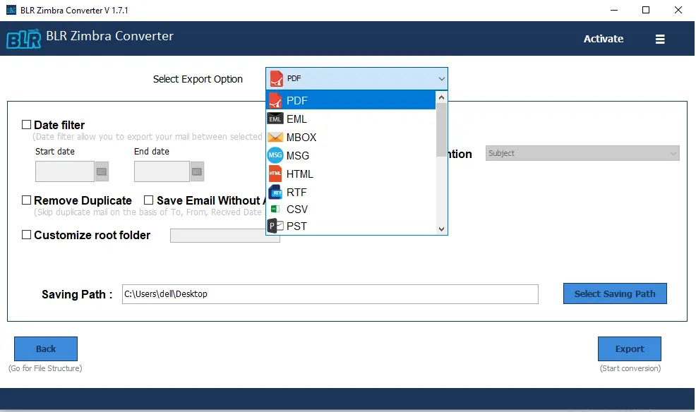 BLR Zimbra Converter