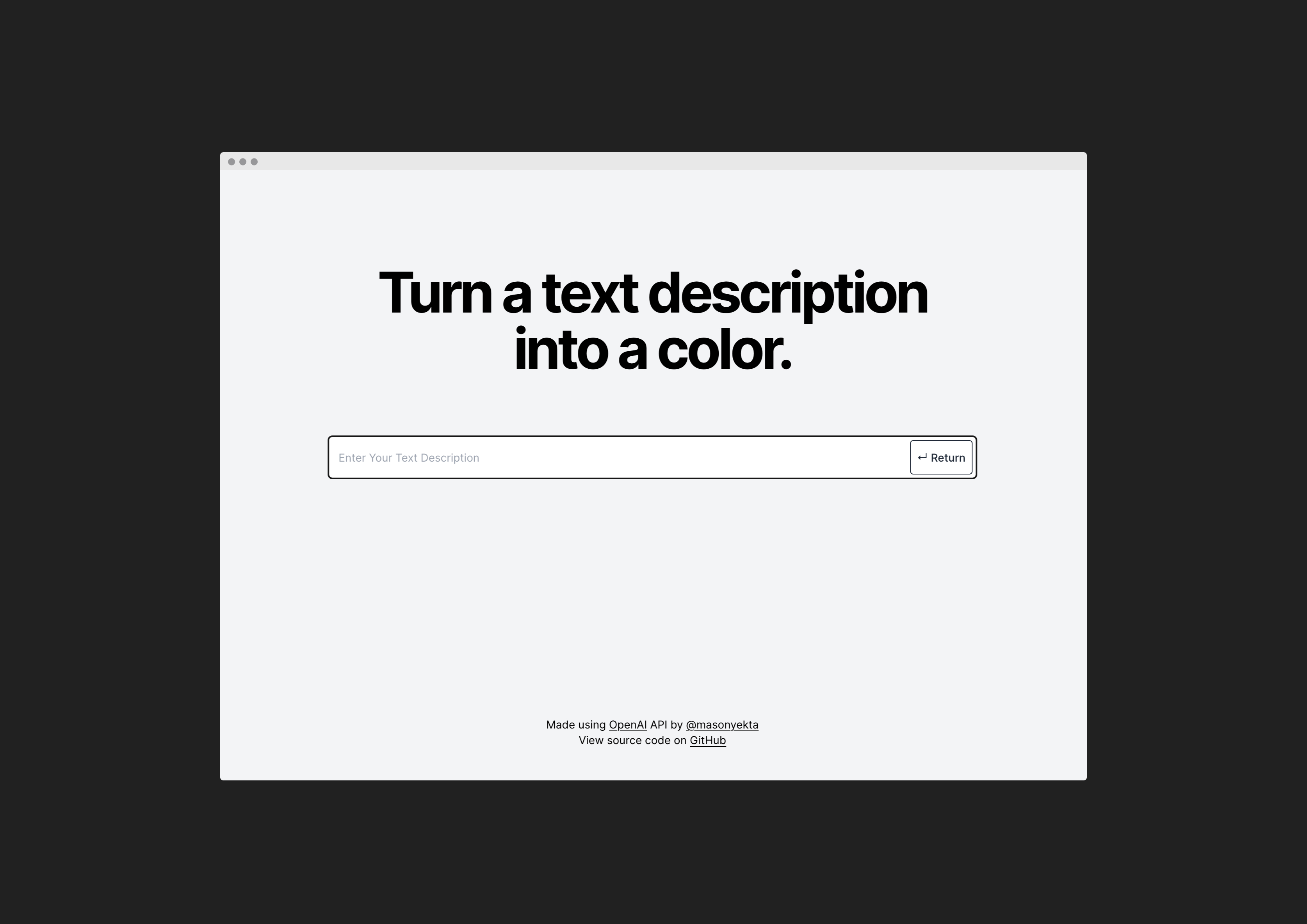 Use OpenAI API to turn a text description into a color