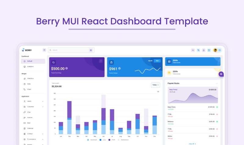 Berry - React Material UI Admin Dashboard Template