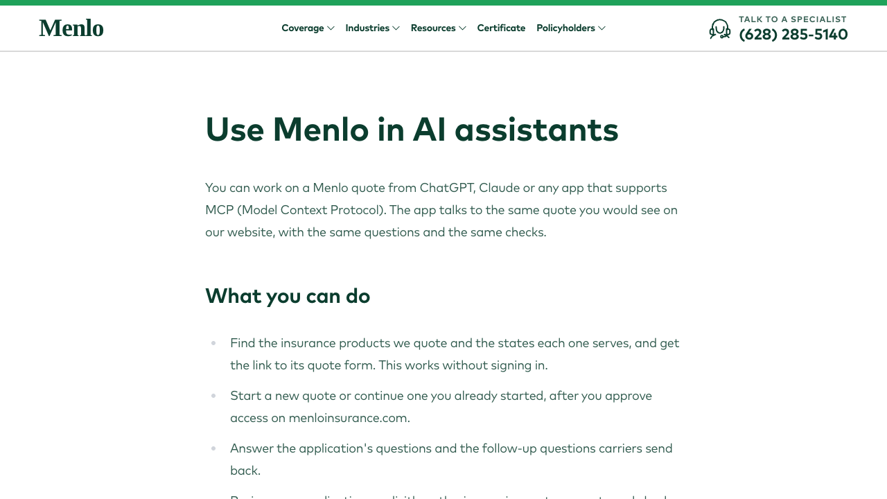 Menlo Insurance MCP
